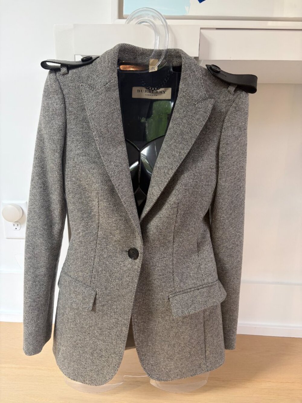 Burberry Epaulette Detail Tailored Wool Jacket MSRP $1250